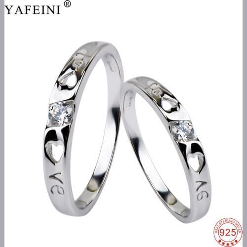 Romantic 925 Sterling Silver Heart Carved Couple Rings Fashion Luxury Wedding Band Rings Engagement Jewelry Accessory