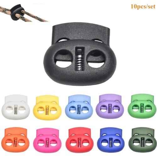 10pcs Plastic Stopper Cord Lock Bean Toggle Clip Apparel Shoelace Sportswear Mixed Colorful 5 mm cord lock spring clasp plastic