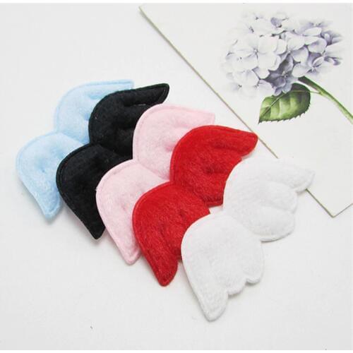 50pcs/lot 5cmx2.2cm Felt Angel wing Padded Appliques for DIY Clothes Sewing Supplies DIY Hair Bow Decoration