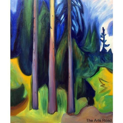 Hand Painted Canvas Art Forest, 1903 Edvard Munch Oil Painting for Wall Decoration Landscape Painting Unframed
