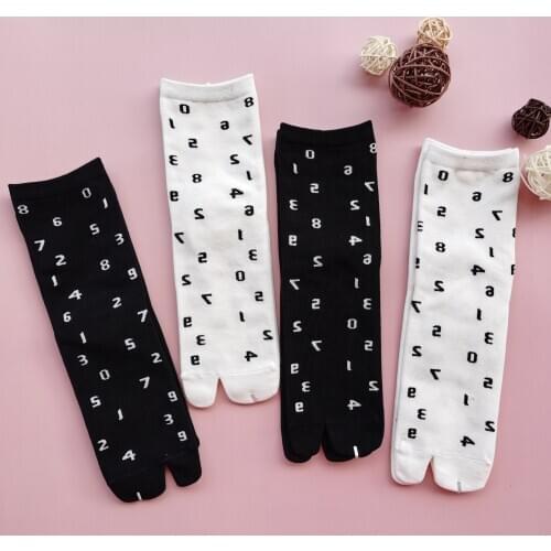 Flip Flop Big Toe Cotton Socks for Unisex Women Men 2 Pairs, Big Toe Flip Flop Socks Casual Tabi Style Split Toe Geta Lovers