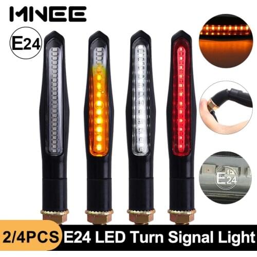 4PCS LED Turn Signal Light Built Relay E24 Flowing Motorcycle Turn Signals DRL/Stop Signal Lamp Flash Lighting Braking Blinker