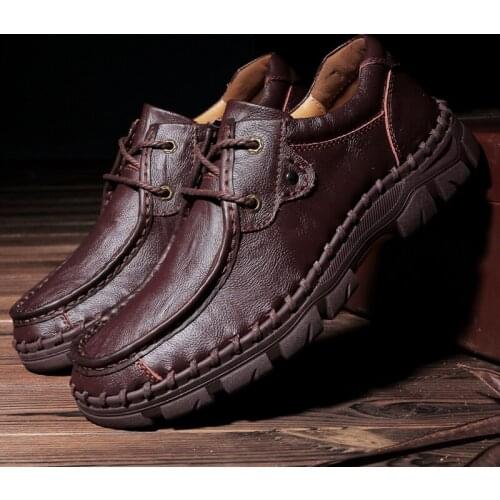 Business Formal Shoes Cow Leather Casual Shoes Winter Men Loafers Slip On Fashion Moccasins Outdoor Tooling shoes size 48