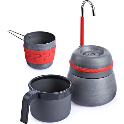 350ml Outdoor Camping Tableware Picnic Coffee Pot With Cups Can Be Used To Burn The Stove Aluminum Alloy Coffee Machine Cocoa