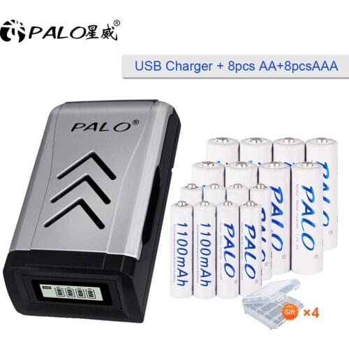 PALO 1.2V NI-MH NIMH AA AAA Rechargeable Batteries + LCD Display Fast Smart Intelligent Battery Charger for 1.2V AA AAA Battery