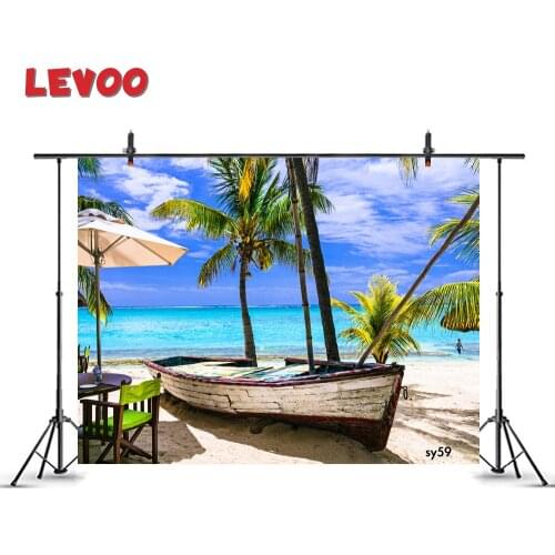 LEVOO Summer Tropical Vacation Beach Restaurant Old Boat Sea Sky Backdrop Vinyl Photography Background For Photo Studio Props