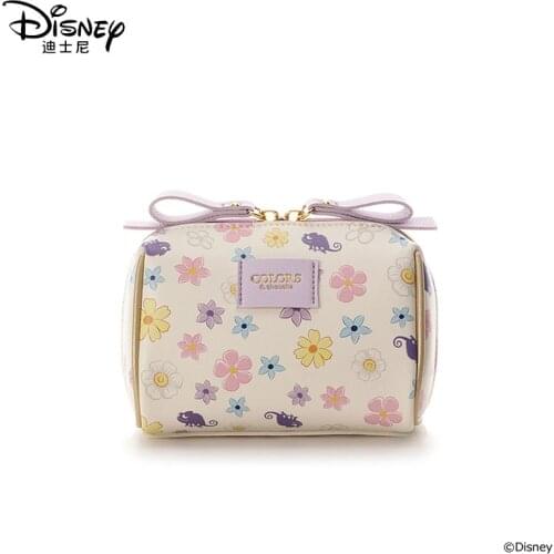 Disney New Rapunzel Cosmetic Bag Waterproof Clutch Travel Cosmetic Bag Zipper Pouch Women Make Up Bag Wash Bag Flowers Princess