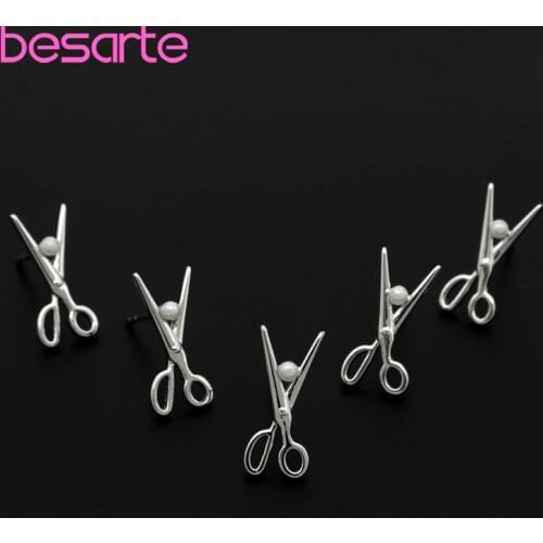Scissor Pearls Earings Stud Earrings Women Oorbel Orecchini Perle Aretes Perlas Brinco Korean Pearl Jewelry Kolczyki Perel E2711