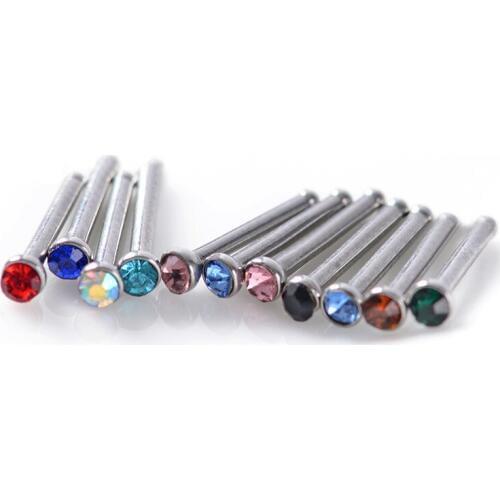 10PCS Crystal Nose Ring & Studs Fashion Body Women Girl Jewelry Stainless Surgical Steel Nose Piercing Colorful Accessories