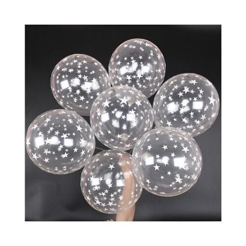 100 pc/lot 12inch Clear Stars Romatic Pearl Latex Balloons Helium Transparent Ball For Birthday Wedding Party Decor Globos Party