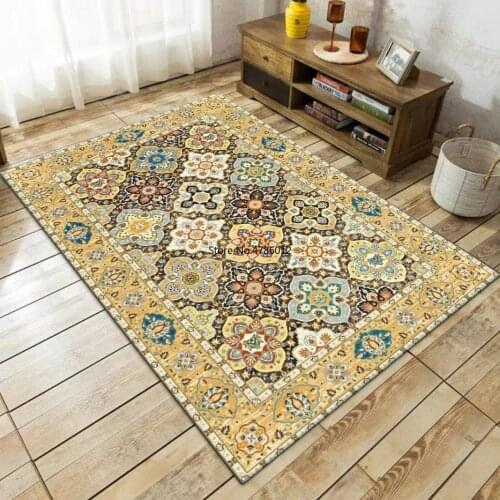200*300cm Fashion European Golden Persian Flower Ethnic Style Living Room Bedroom Kitchen Bedside Carpet Floor Mat
