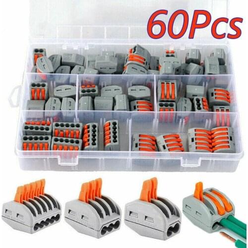 30/60 Pieces Mini Fast Universal Wiring Wire Connector Set Conductor Terminal Block Solar Cable Connector Energy Easy Quick