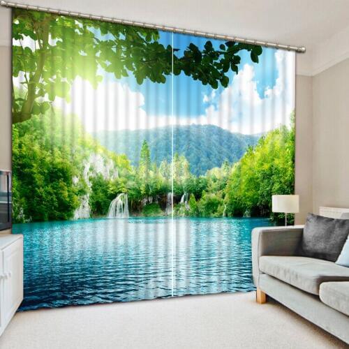 3d curtain Lake scenery modern curtains for living room bedroom blackout Window home decoration curtains