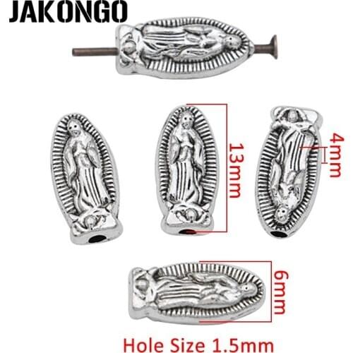 40PCS Blessed Virgin Mary Spacer Beads Antique Silver Plated Loose Beads Jewelry Making Bracelet Accessories DIY