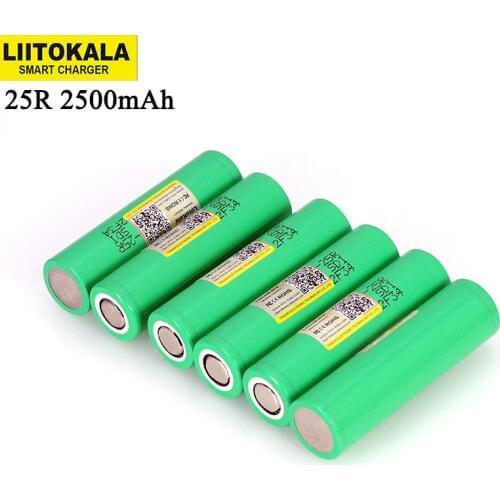 6PCS Liitokala INR18650-25R 18650 2500mAh 3.6V lithium Rechargeable battery 20A discharge batteries