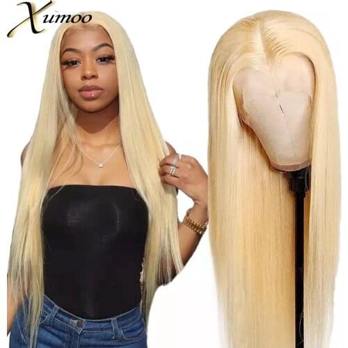 XUMOO 613 Blonde Straight Full Lace Wigs Transparent Swiss Lace Brazilian Human Hair With Baby Hair For Black Women