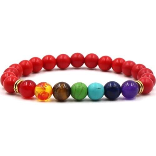 8mm hd2 mulitcolor rainbow elastic Lava Natural Stone Beads agate Onyx Bracelet Buddha red Cinnabar Jewelry