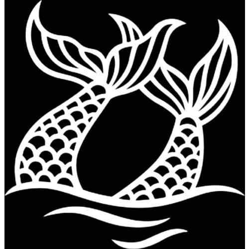 Car Stickers Mermaid Swimming Windows PVC Waterproof and Sun Protection Decals Fishing Black/silver 13.9cm * 14.4cm