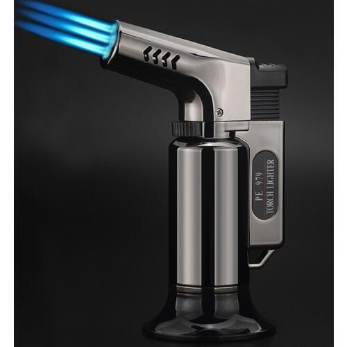 BBQ Kitchen Triple Jet Torch Lighter Outdoor Turbo Pipe Gas Jet Lighters Butane Spray Gun Cigar Windproof 1300 C 3 Nozzles Fire