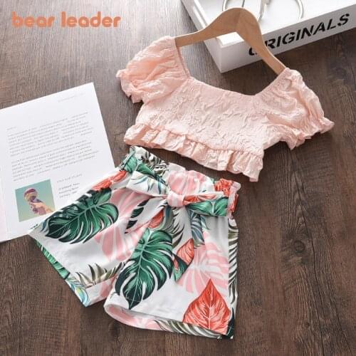 Bear Leader Baby Girls Princess Fashion Clothing Sets Kids Girl Casual T-Shirt And Floral Shorts Outfits Chidlren Bowtie Clothes