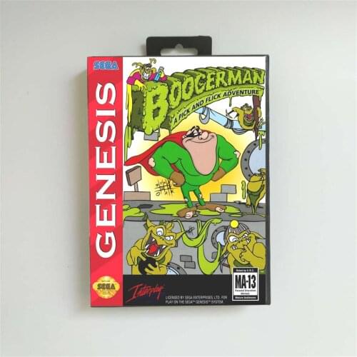 Boogerman A Pick and Flick Adventure - USA Cover Retail Box 16 Bit MD Game Card for Sega Megadrive Genesis Video Game Console