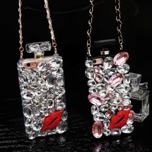 Diamond Crystal Cute Perfume Bottle Chain Case Cover for iPhone 11 12 Pro Max XS MAX XR 6 6PLUS 7 8 8PLUS Woman Handbag Case
