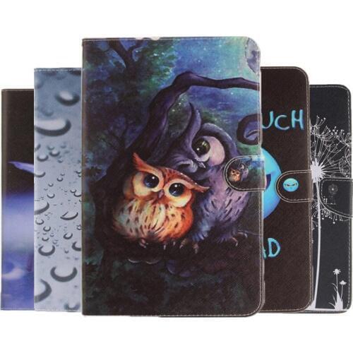Lovely Cartoon Painting PU Leather Case for Samsung Galaxy Tab A 8.0 2017 T380 T385 SM-T380 Stand with card slots case+film+pen
