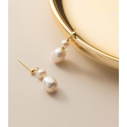 PONYKISS Romantic S925 Sterling Silver Zircon and Pearl Long chain Drop Earrings for Women Party Delicate Accessory Jewelry