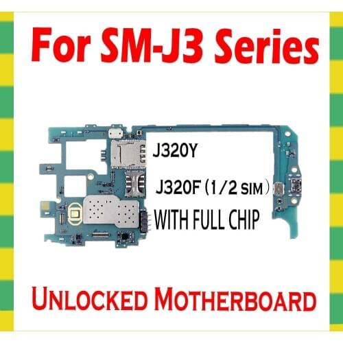 For Samsung Galaxy J3 J320Y J320F Original Unlocked Motherboard Android Clean Mainboard With Full Chips Unlock Main Logic Board