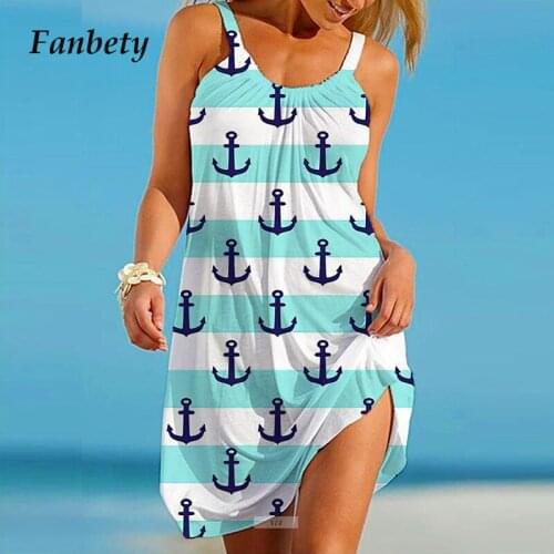 Elegant O-Neck Women Beach Party Dress Lady Fashion Casual Straps Loose A-Line Dress Vintage Print Sleeveless 2021 Summer Dress