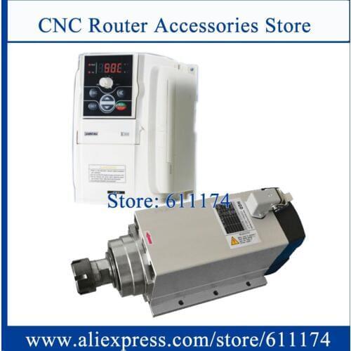 Flange air cooled spindle motor 3.5kw ER25 4 Bearing spindle motor 18000rpm GDF46-18Z/3.5 + VFD 4KW Frequency Inverter