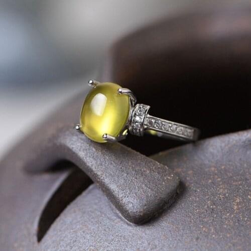 FNJ 925 Silver Ring for Women Jewelry 100% Original Pure S925 Sterling Silver Rings Natural Prehnite