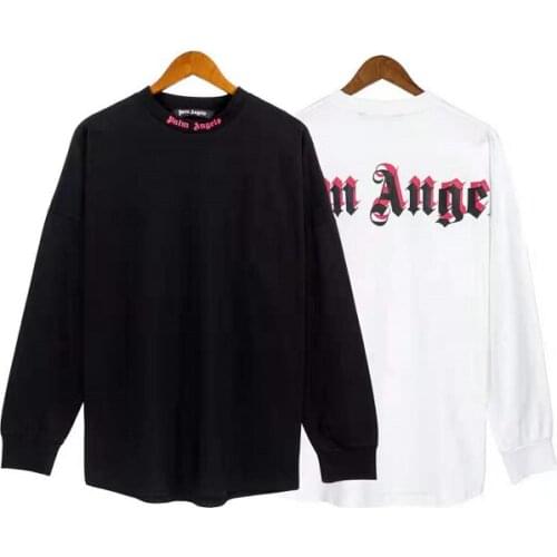 Palm Angels 22SS Letter printing couple cotton street hip-hop popular simple wild men women loose long-sleeved T-shirt