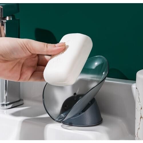 Bathroom soap box leaf drainage design non-punch suction cup type laundry soap box toilet personality lovely