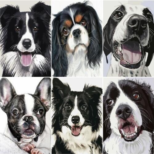 AZQSD DIY Painting By Numbers Dog Picture For Living Room Home Decoration Unframe Paint By Numbers Animal Handmade Gift