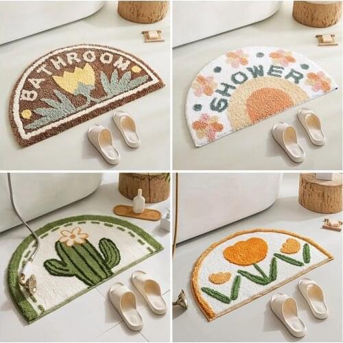 40X60cm 50X80cm Soft Carpet Slip-resistant Bathing Room Rug Floor Door Mat Dirt Barrier Semi Circle Floor Door Cushion Mat Rug