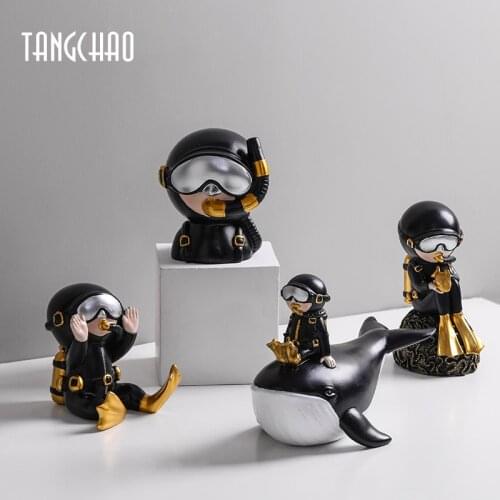 Creative Diver Statue Resin Home Decorative Figurines Modern Statue Living Room Office Desk Decor Room Decoration Ornament