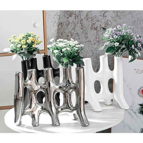 Creative Decoration Interior Abstract Ceramic Vase Nordic Light Luxury Table Soft Decorations