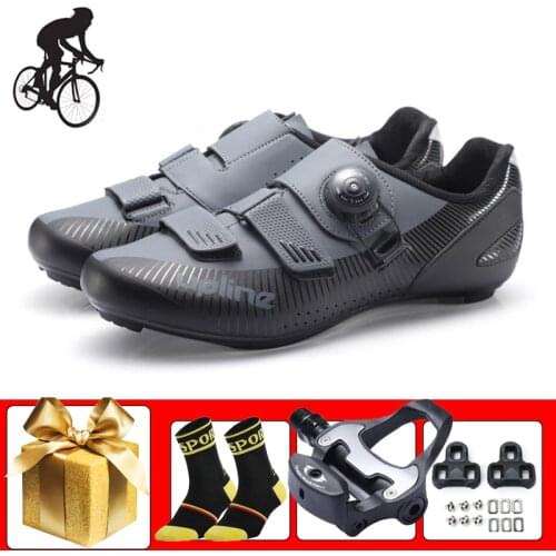 Cycling Sneakers Men Zapatos Ciclismo Self-locking Self-locking Breathable Triathlon Bicycle Riding Shoes Add SPD-SL Pedals