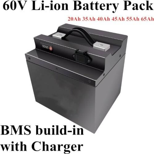 GTK 60V 20Ah 35ah 40Ah 45ah 55ah 65ah Li-ion battery with 50A BMS for tricycle motorcycle scooter electric bike+5A Charger