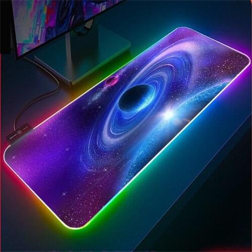 Mairuige RGB Space Battleship Nebula Best-selling Gaming Accessory Mouse Pad Xxl LED Table Mat Can Be Customized 40x90