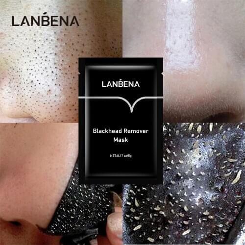 LANBENA 5Pcs Blackhead Remover Black Mask Face Detox Acne Treatment Peeling Strip Shrink Pores Bamboo Charcoal Clean Nose Mask