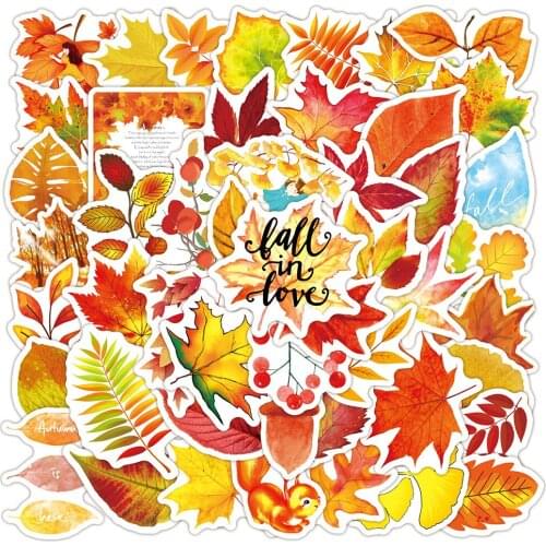 10/30/50PCS Autumn Maple Leaf Graffiti Stickers Car Bike Travel Luggage Guitar Laptop Waterproof Classic Toy Decal Kid Sticker