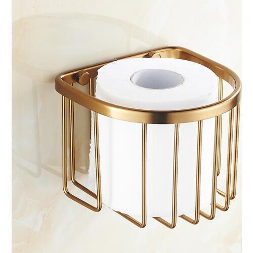 Bathroom paper holders wall mounted, Space Aluminum paper shelf basket rack, Kitchen Golden tissue basket cosmetic storage box