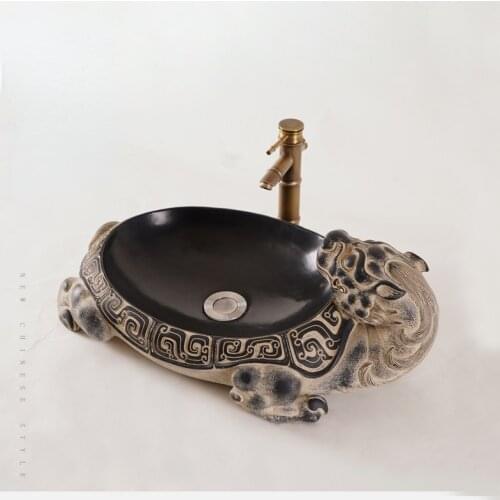 New Chinese Style Antique Bathroom Cabinet Combination Table Basin Sink Luxury Hotel Villa Tea House Club Bed & Breakfast Basin
