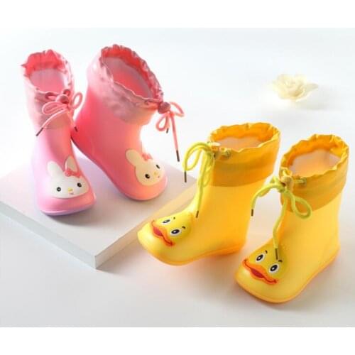 2021 New Fashion Classic Children Rainboots PVC Rubber Kids Baby Cartoon Shoes Childrens Water Shoes Waterproof Rain Boots