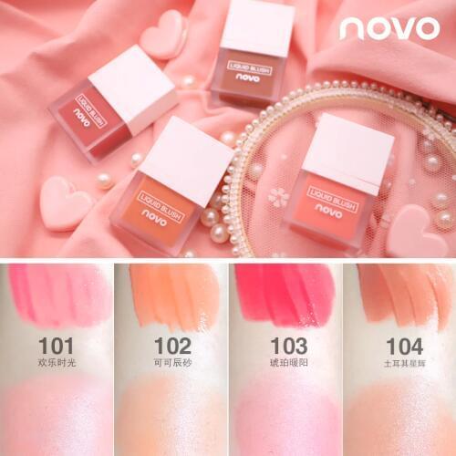 NOVO Juice Liquid Blusher 4Colors Cheek Makeup Matte Waterproof Long Lasting Easy to Wear for students office and causal use