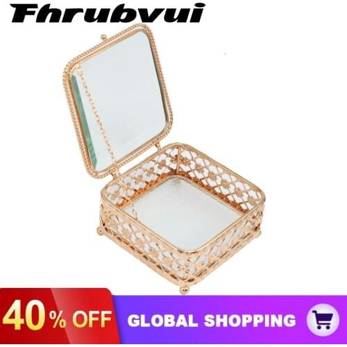 Geometric Glass Style Jewelry Box Table Container For Displaying Jewelry Keepsakes Home Decoration