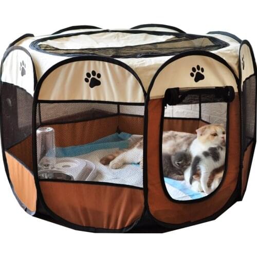 Dog Tent Portable House Breathable Outdoor Kennels Fences Pet Cats Delivery Room Easy Operation Octagonal Playpen Dog Crate