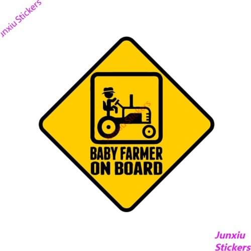 Cartoon BABY FARMER ON BOARD Vinyl Sticker Decals Funny for Bumper Window Waterproof Accessories Interior KK13*13cm